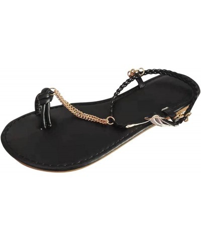 Flip Flops For Women Dressy sandals Women Black Flats Shoes Women sandalias De Mujer Elegantes sandals Women Flats Sho 9-blac...