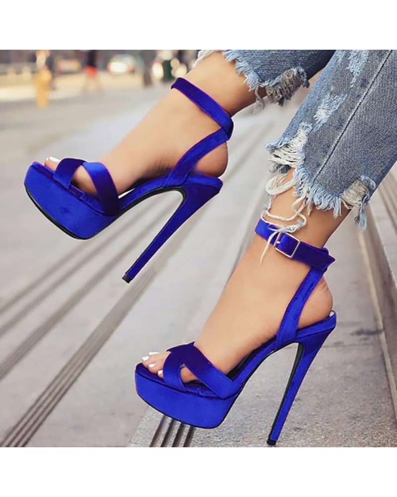 Women's Peep Open Toe Platform Sky High Stiletto Heel Ankle Strap Buckle Party Sandals Sexy Sandals Pole Fitness Dancer Heel ...