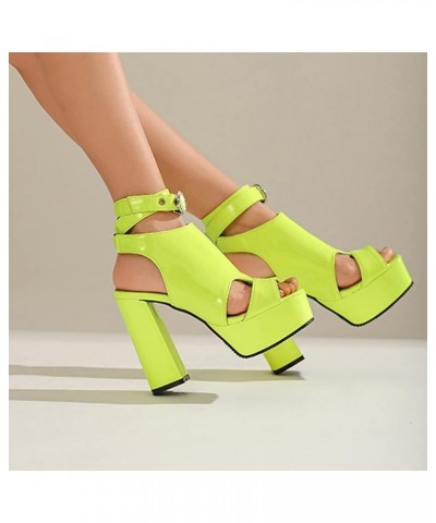 Women Fashion Thick Platforms Sandals with Block Heels for Parties/Dating Green $33.98 Sandals