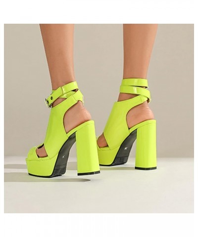 Women Fashion Thick Platforms Sandals with Block Heels for Parties/Dating Green $33.98 Sandals