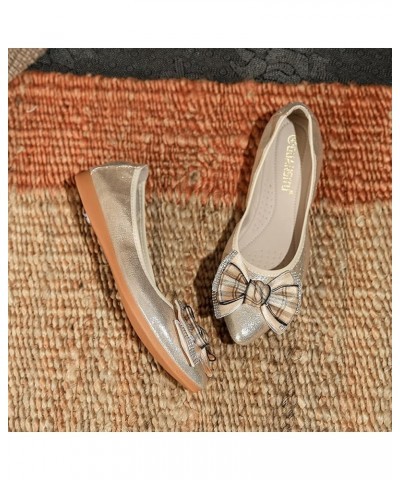 Women's Ballet Flat Shoes - Cute Beads Bowtie Wedding Flats Slip on Flats for Women Comfortable Gold-2 $22.03 Flats