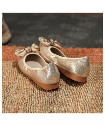 Women's Ballet Flat Shoes - Cute Beads Bowtie Wedding Flats Slip on Flats for Women Comfortable Gold-2 $22.03 Flats