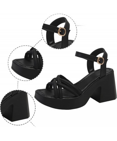 Chunky Heeled Sandals for Women 2024 Women's Summer Fashion Platform Chunky One Line Buckle Sandals Beach Outing Sandals Whit...