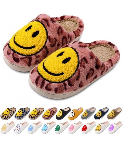 Women's Men's Retro Preppy Happy Face Slippers Comfy Warm Plush Slip-On House Slipper for Winter Indoor Soft Cushion Non-slip...