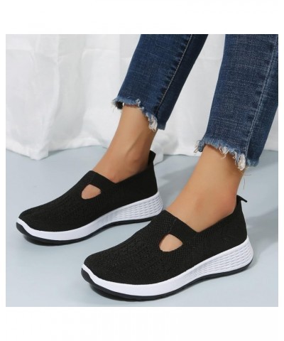 Walking Shoes for Women Wide Width Trainers Mesh Casual Closed Toe Platform Flats Womens Sneakers Size 8 Black $15.04 Athleti...