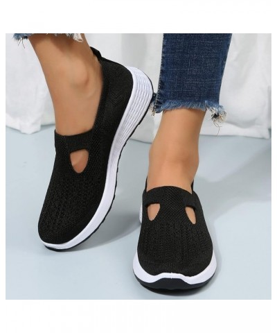 Walking Shoes for Women Wide Width Trainers Mesh Casual Closed Toe Platform Flats Womens Sneakers Size 8 Black $15.04 Athleti...