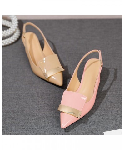 Women Slingback Low Kitten Heel Pumps Closed Pointed Toe Dress Shoes 1.5 Inch Heeled Sandals with Adjustable Strap Patent Pin...