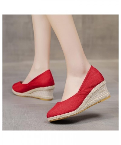 Machine Platform Crowd Wedge Sneakers For Women Platform Boots Sandals Women Comfortable Heeled Sandals For Women Sand Red-a ...