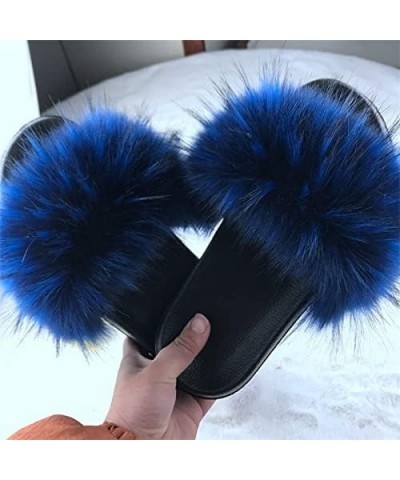 Slipper Cotton Furry Slippers Ladies House Shoes Cute Plush Faux Fluffy Sandals Women's Fur Slides Winter Warm Home Slippers ...