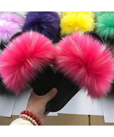 Slipper Cotton Furry Slippers Ladies House Shoes Cute Plush Faux Fluffy Sandals Women's Fur Slides Winter Warm Home Slippers ...