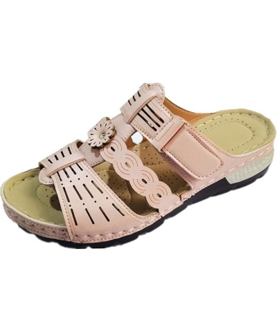 Women's Slip on Slide Sandals Women's Casual Fashion Wedges Shoes Breathable Outdoor Leisure Slippers Women's Slipper (Pink, ...