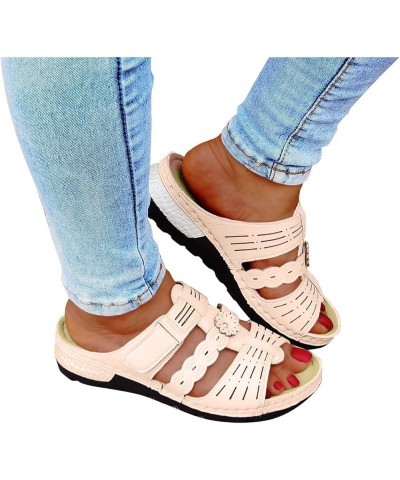 Women's Slip on Slide Sandals Women's Casual Fashion Wedges Shoes Breathable Outdoor Leisure Slippers Women's Slipper (Pink, ...