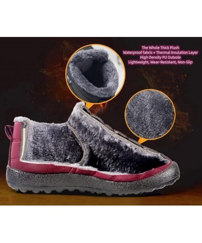 Womens Snow Boots， Ladies Warm Ankle Boots Slip On Waterproof Outdoor Booties，Shoes for Women Fur Lined Warm Ankle Boots Wine...