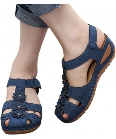 Ladies Girls Ankle Toe Sandals Soft Comfortable Sole Shoes Hollow Round Women's Women's Casual Shoes Navy Blue Thong Sandals ...