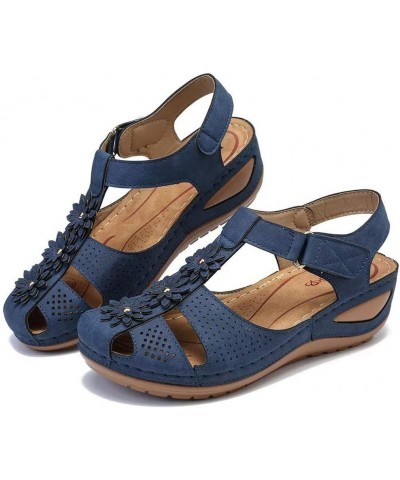 Ladies Girls Ankle Toe Sandals Soft Comfortable Sole Shoes Hollow Round Women's Women's Casual Shoes Navy Blue Thong Sandals ...