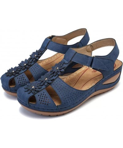 Ladies Girls Ankle Toe Sandals Soft Comfortable Sole Shoes Hollow Round Women's Women's Casual Shoes Navy Blue Thong Sandals ...