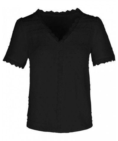 Summer Tops for Women 2024 Dressy Casual Puff Short Sleeve T Shirts V Neck Business Western Blouse Office Sleeve Black $14.51...