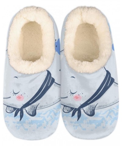 Cartoon Sailor Whale Slippers for Women Men Whale Indoor Non-Slip Slippers Soft Plush Comfy House Shoe for Bedroom Living Roo...