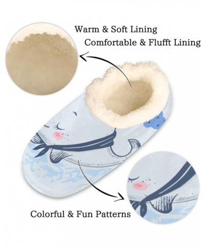 Cartoon Sailor Whale Slippers for Women Men Whale Indoor Non-Slip Slippers Soft Plush Comfy House Shoe for Bedroom Living Roo...