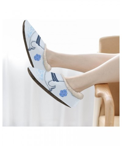 Cartoon Sailor Whale Slippers for Women Men Whale Indoor Non-Slip Slippers Soft Plush Comfy House Shoe for Bedroom Living Roo...