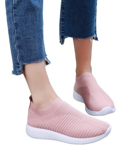 Slip On Flat Heel Mesh Sneakers for Women Platform Round Toe Solid Color Soft Sole Comfortable Breathable Lightweight Outdoor...