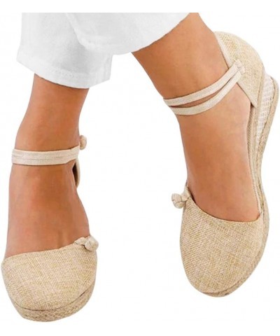 Womens Sandals, Women's Wedges Espadrilles, Chunky Heel Over-Toed Sandals Comfortable Platform Summer Breathable Sandals Arch...