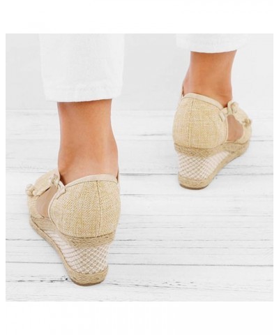 Womens Sandals, Women's Wedges Espadrilles, Chunky Heel Over-Toed Sandals Comfortable Platform Summer Breathable Sandals Arch...