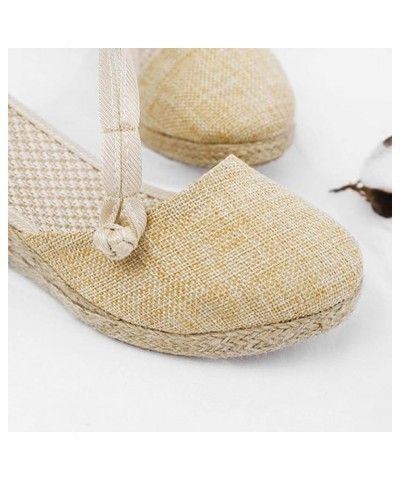 Womens Sandals, Women's Wedges Espadrilles, Chunky Heel Over-Toed Sandals Comfortable Platform Summer Breathable Sandals Arch...