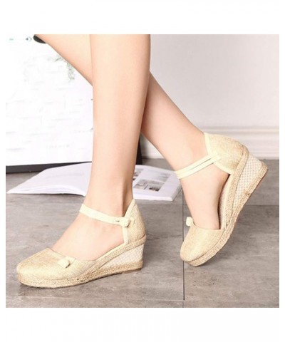 Womens Sandals, Women's Wedges Espadrilles, Chunky Heel Over-Toed Sandals Comfortable Platform Summer Breathable Sandals Arch...