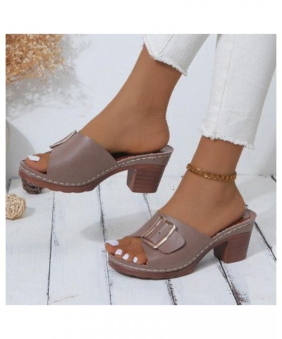 Womens Shoes Size 11 Sandals Fish Mouth Slippers New Summer Large Size Thick Heel Square Buckle Travel Ware for Women Pink $1...