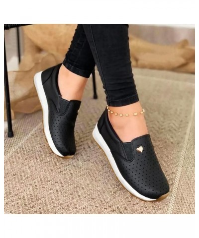 Women Premium Fashion Sneaker Leather Hollow Breathable Flat Comfort Casual Shoes Orthopedic Slip-on Mon-Slip Comfortable Wal...