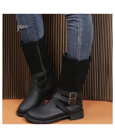 Women Ankle Boots Fashion Warm Chelsea Boots with Buckle Women Autumn Winter Riding Boots Retro Leather Shoes Biker Boots Out...