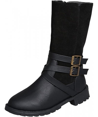 Women Ankle Boots Fashion Warm Chelsea Boots with Buckle Women Autumn Winter Riding Boots Retro Leather Shoes Biker Boots Out...