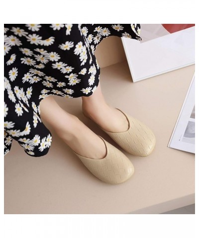 Women's Round Toe Mules Slingback Slip On Chunky Low Heel Slide Sandals Fashion Stone Pattern Slippers Shoes Beige $22.94 San...