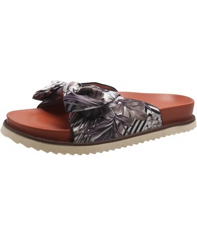 Ladies Fashion Floral Print Bow Fabric Beach Open Toe Flat Casual Slippers Summer Slippers Women (Red, 8) Black 7 $19.90 Slip...