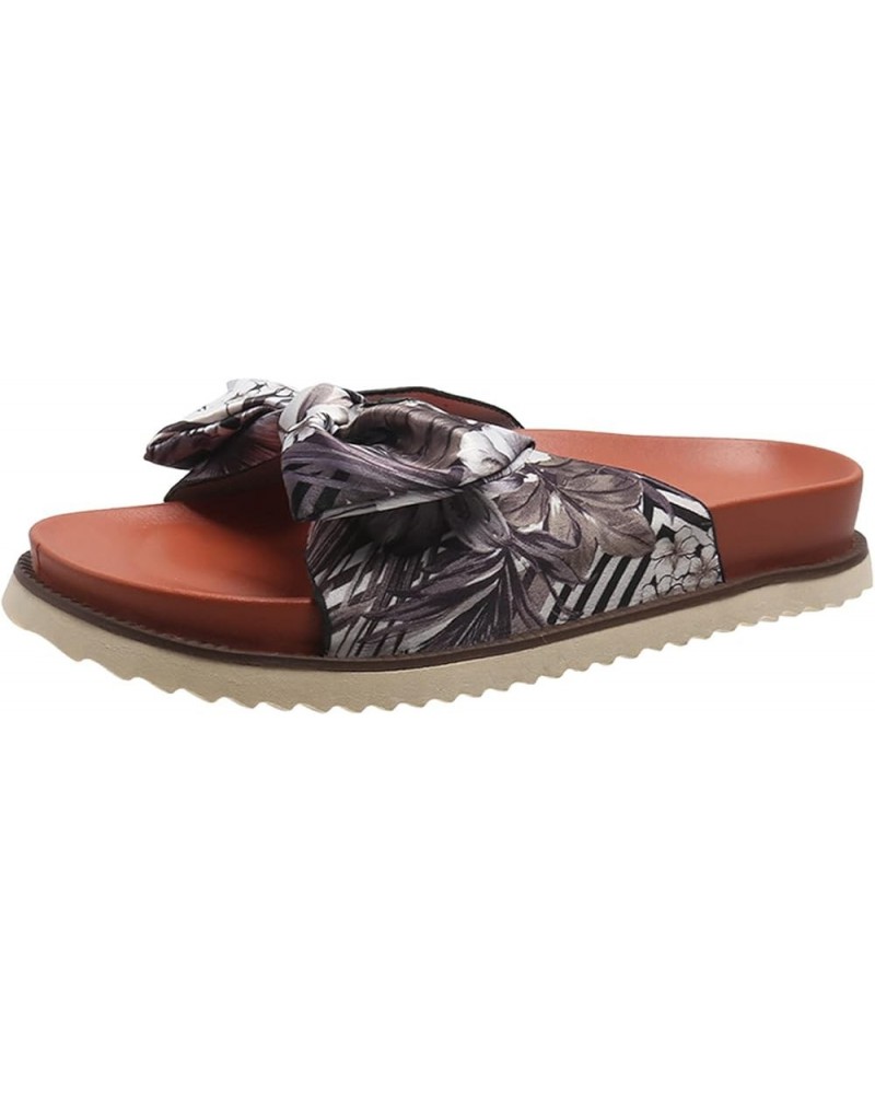 Ladies Fashion Floral Print Bow Fabric Beach Open Toe Flat Casual Slippers Summer Slippers Women (Red, 8) Black 7 $19.90 Slip...