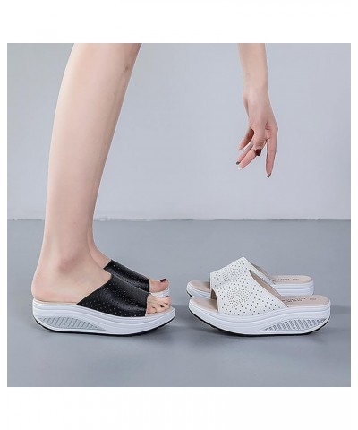 Casual Slippers New Summer PU Slippers Women's Slip On Sandals Casual Thick Sole Shoes Elevated Sandals Women Wide Width Shoe...