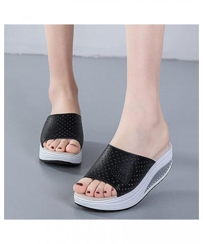 Casual Slippers New Summer PU Slippers Women's Slip On Sandals Casual Thick Sole Shoes Elevated Sandals Women Wide Width Shoe...