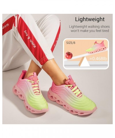 Women's Chunky Platform Tie Dye Rainbow Sneakers Tennis Running Fashion Shoes Neon Green/Pink Multi $16.66 Athletic Shoes