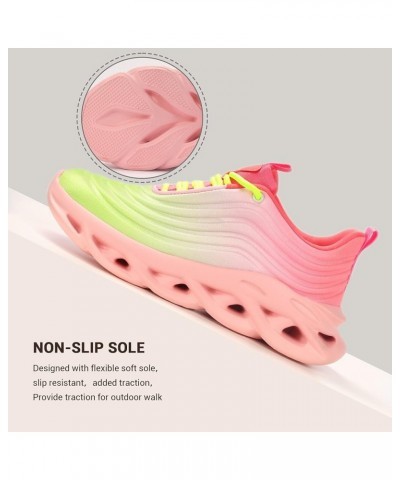 Women's Chunky Platform Tie Dye Rainbow Sneakers Tennis Running Fashion Shoes Neon Green/Pink Multi $16.66 Athletic Shoes