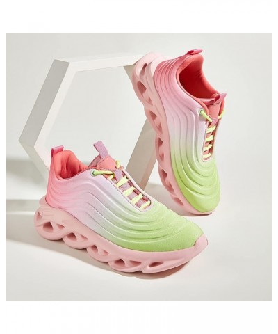 Women's Chunky Platform Tie Dye Rainbow Sneakers Tennis Running Fashion Shoes Neon Green/Pink Multi $16.66 Athletic Shoes