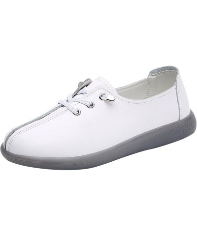 Women Shoes Cow Tendons Soft Soled Women Shoes Cow Leather Single Shoes Soft Leather Flat Womens Shoes Casual White $19.79 Flats