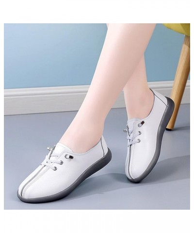 Women Shoes Cow Tendons Soft Soled Women Shoes Cow Leather Single Shoes Soft Leather Flat Womens Shoes Casual White $19.79 Flats