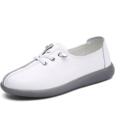 Women Shoes Cow Tendons Soft Soled Women Shoes Cow Leather Single Shoes Soft Leather Flat Womens Shoes Casual White $19.79 Flats