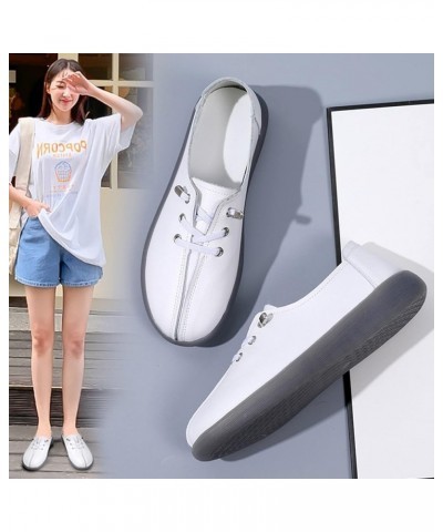 Women Shoes Cow Tendons Soft Soled Women Shoes Cow Leather Single Shoes Soft Leather Flat Womens Shoes Casual White $19.79 Flats