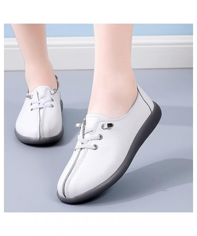 Women Shoes Cow Tendons Soft Soled Women Shoes Cow Leather Single Shoes Soft Leather Flat Womens Shoes Casual White $19.79 Flats