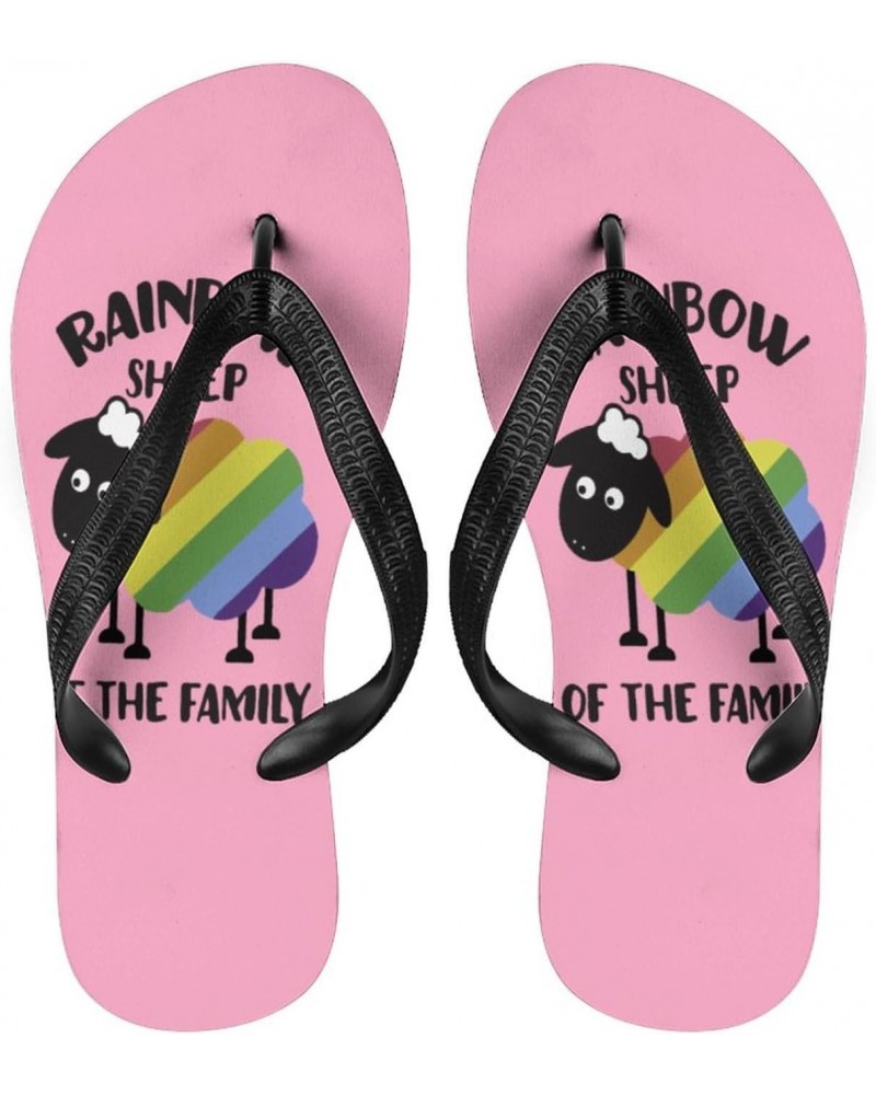 Rainbow Sheep Of The Family LGBT Pride Flip Flops for Women Men Casual Comfortable Beach Thong $15.05 Sandals