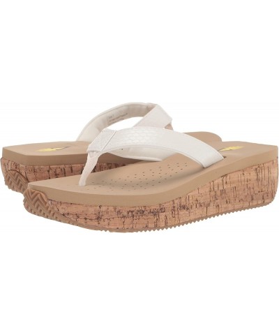 Women's Neville Slip-on Thong Wedge Sandal White Snake $25.97 Sandals