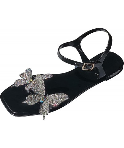 Stud Sandals for Women Women Shoes Fashion Bright Diamond Bowknot Bright Diamond Sandals Jelly Stud Sandals for C-black $13.4...