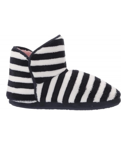 Women's Boot Slippers French Navy Stripe $9.66 Slippers